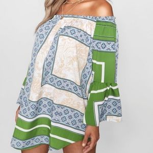 Boohoo Plus Boarder Print Tunic Dress